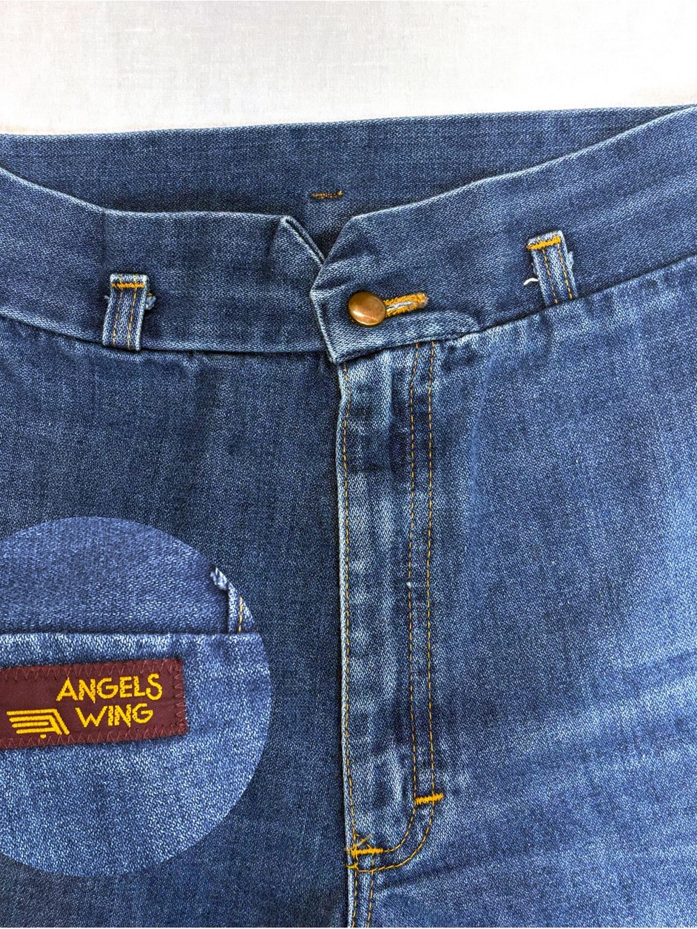 Vintage 70s 80s Angels Wing High Waist Jeans Disco Style Sz 26/27" (68 chars)
